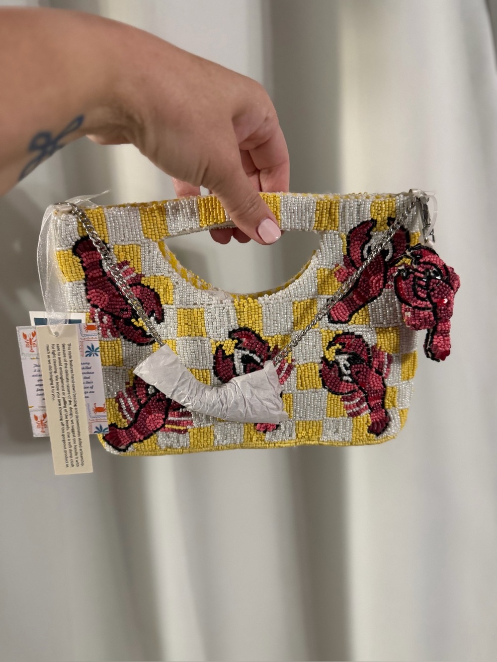 Made In India Lobster Clutch Beaded Bag
